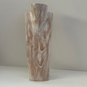NEW Whitewashed Wooden Necklace Display Bust 15.5"